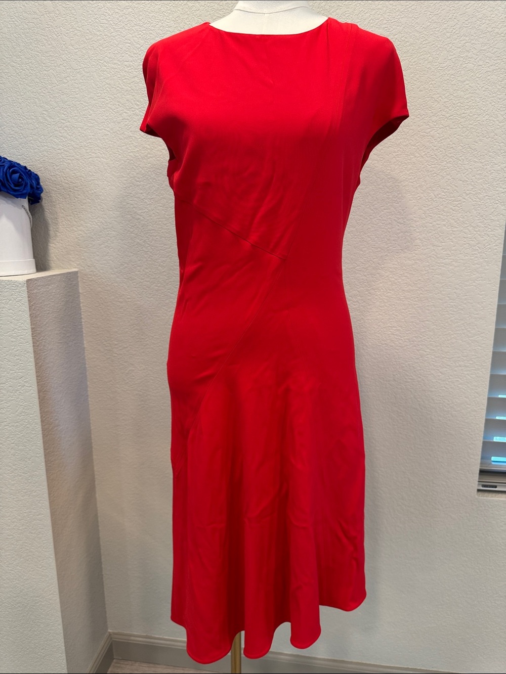 Marni Vibrant Red Cap-Sleeve Midi Dress